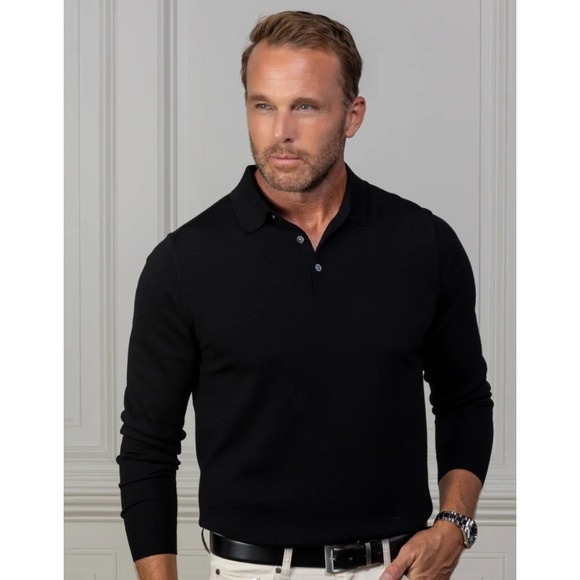 Collars & Co. Other - NWT Collars and Co Bellagio Three Button Long Sleeve Merino Polo Black 2XL